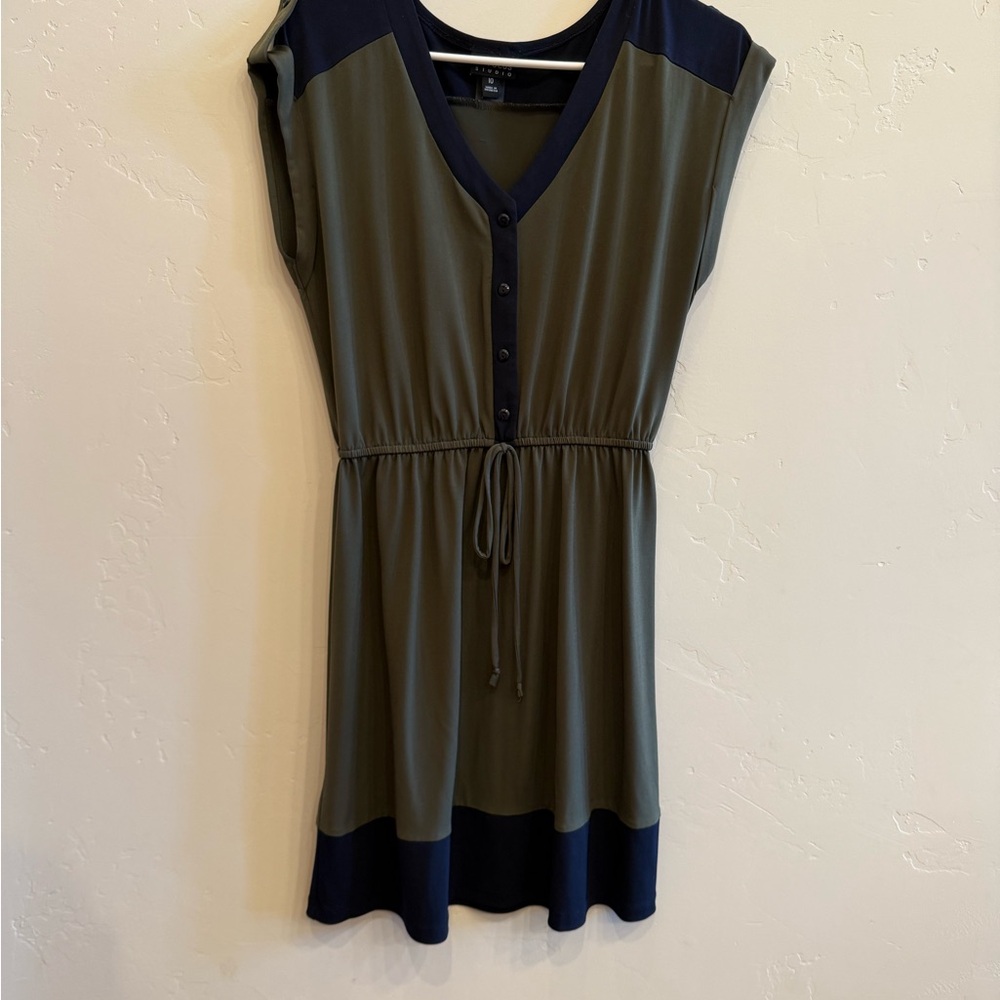 Enfocus Studio Olive and Navy Midi Dress